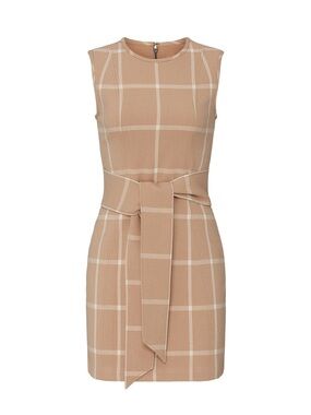 NWOT Toccin Nude Plaid Front Tie Sheath size 4